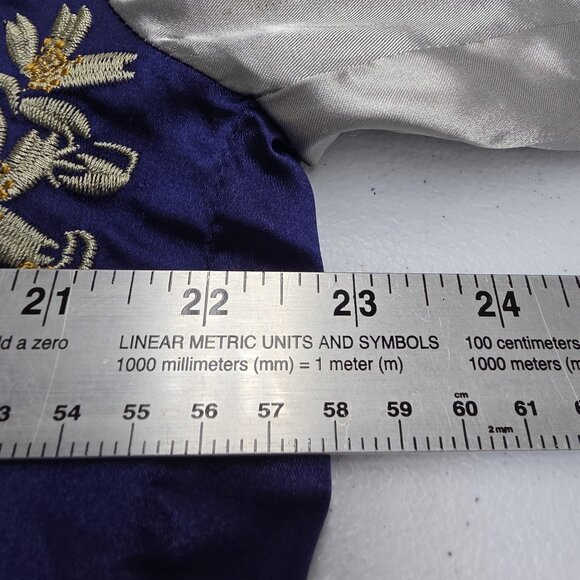 Standard Issue NYC Jacket Mens XL Blue Satin Bomber Embroidered Crane Sukajan - Picture 8 of 9